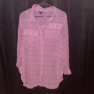 Printed Pink and Black Blouse